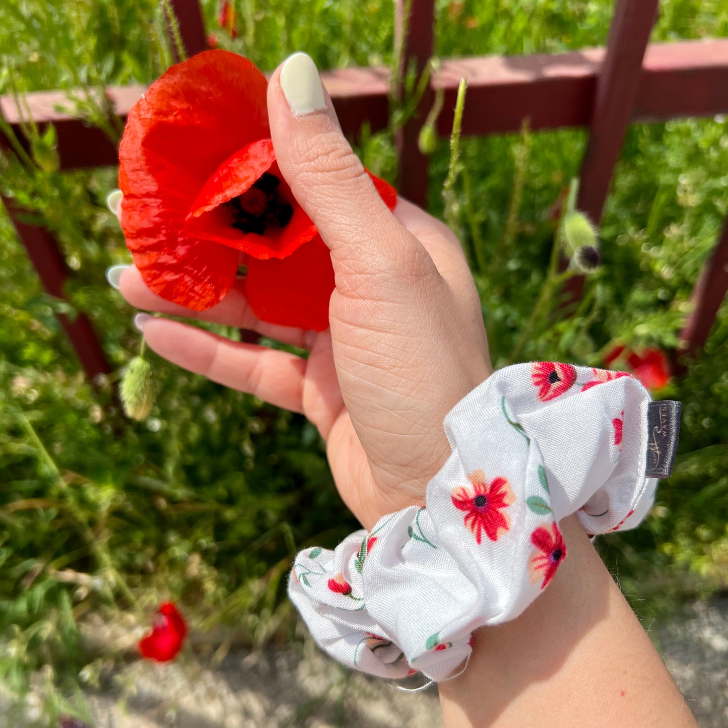 Poppy Flower Srunchie