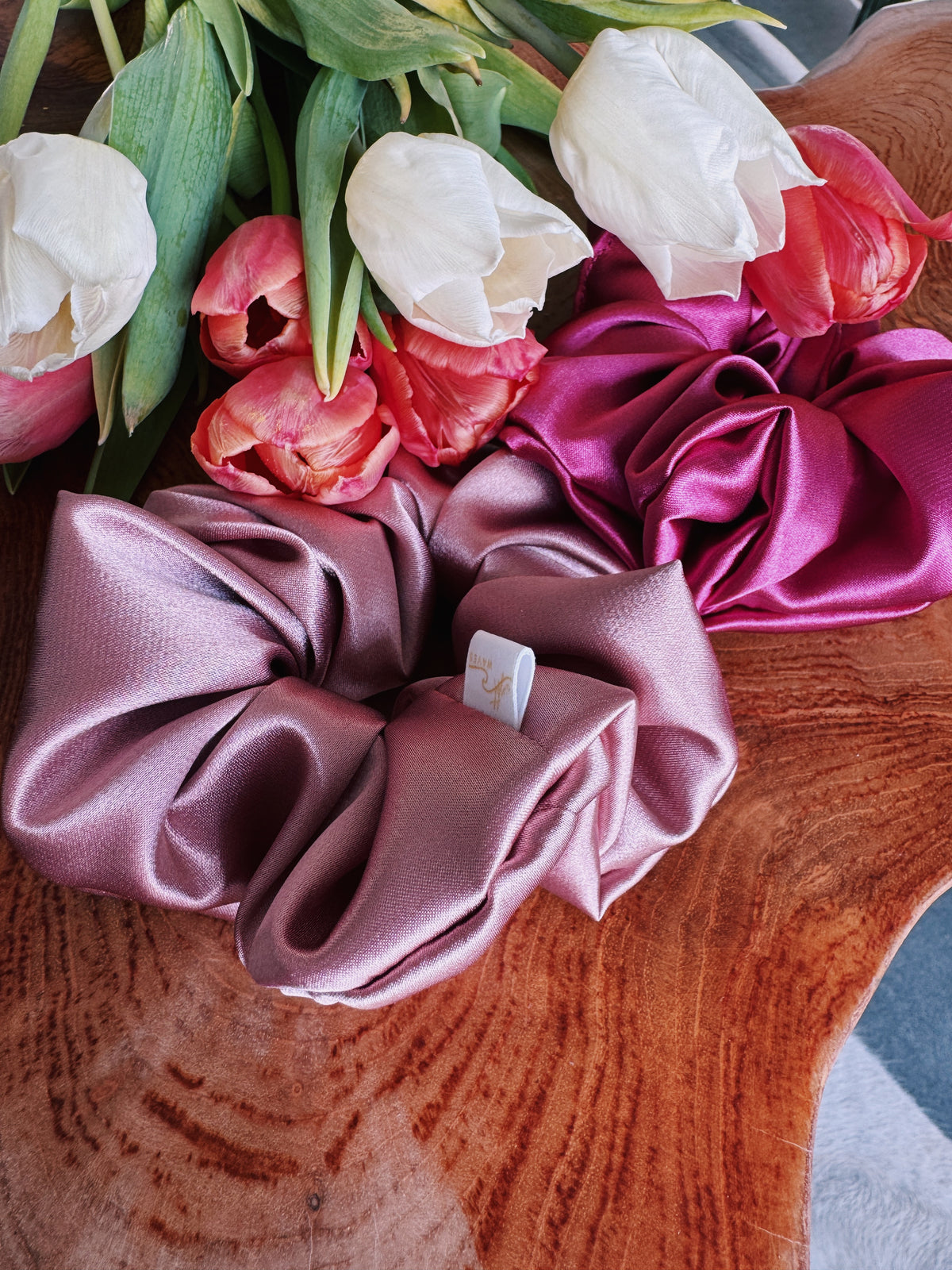 Satin Scrunchie - Peony Petal