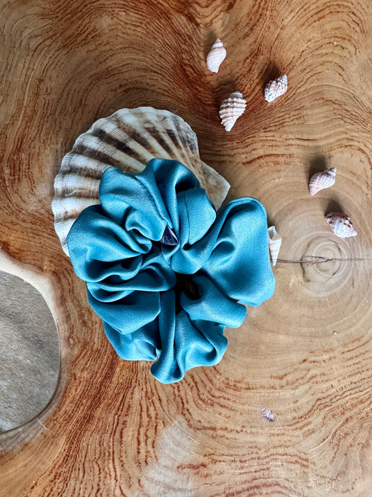 Satin Scrunchie - Caspian Blue